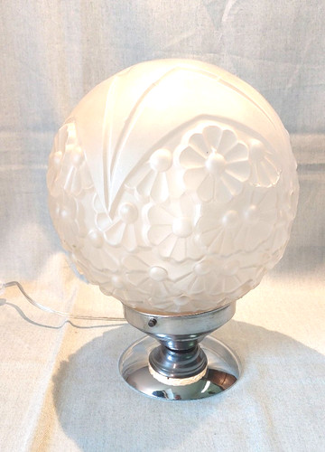 Lampe pied chromé gros globe - lampe,