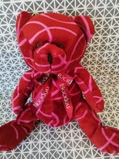 Doudou peluche ours rouge rose