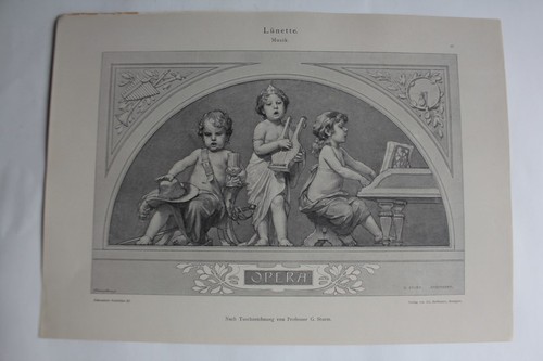 Estampe lunette musiciens - estampe,