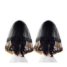 60 Cm Black Lace Veil Short