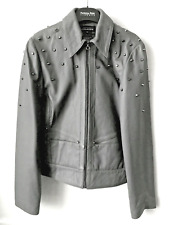 Blouson Cuir GRIS clouté NATHALIE CHAIZE quasi NEUF Porté 2 fois T38 36  luxe !
