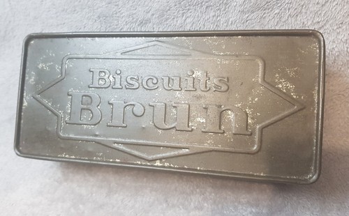 Ancienne boite biscuit brun - boite,