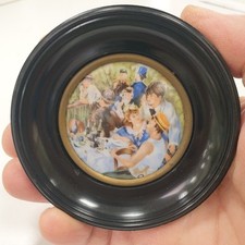 tableau rond miniature limoges emaux renoir dejeuner des canotiers peinture