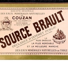 ❤️ TRES BEAU RARE BUVARD EAU DE SOURCE BRAULT ÉPICERIE BOISSON COUZAN 1930'S