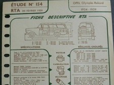 Fiche technique automobile OPEL OLYMPIA - REKORD 1954 - 1959 n°154