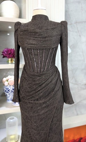 Yusem tesettur dark - brown, lace