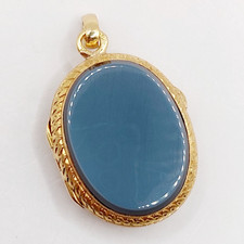 Pendentif porte photo antique or 18k orné de plaques d'agate (circa 1900)