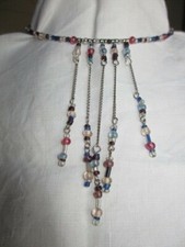 COLLIER RAS DE COU À PAMPILLES PERLES DE ROCAILLE, FANTAISIE, NEUF