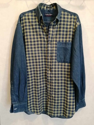 Chemise jean bleu jaune - chemise,