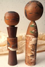 Véritables poupées japonaises Kokeshi Sosaki artisanales anciennes P86