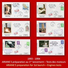 ARIANE 5 Test engines before 1st flight Lot 6 Space covers KOUROU 1993-1994 !!!