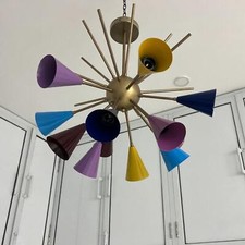 Lustre moderne 12 bras cône abat-jour lampe luminaire milieu du siècle lumièr...