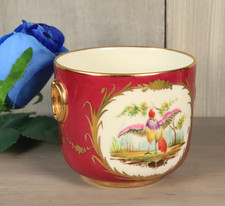 Ancien Cache pot Miniature Peint Main en Porcelaine OIseau Rouge dlg Sèvres