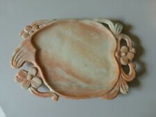 ancien plateau porte savon XIXè en marbre rose veiné sculpté ciselé superbe