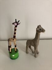 ?Lot de 2 girafes, jouets en bois, dont un Wakouwa girafe articulé