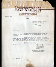 PARIS / VINCENNES (XI°) USINE / APPAREILLAGE ELECTRIQUE "BONVOISIN" Lettre 1941