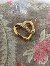 Broche vintage créateur Nina Ricci coeur métal doré et perles Ref H163