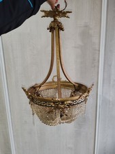 Très Jolis ancien lustre corbeille  montgolfière en bronze style Louis XVI