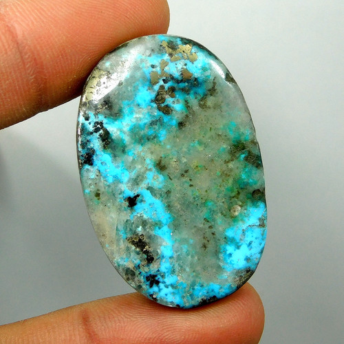 Cabochon ovale bleu turquoise