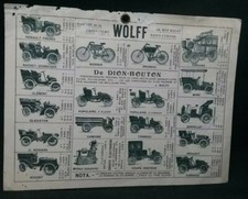 ANCIEN CARTON PUBLICITAIRE GARAGE "WOLF"A ST ETIENNE , CYCLECAR,  CYCLOMOTEUR 