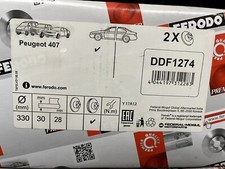1x FERODO Disque de Frein Avant Ventilé 330mm pour PEUGEOT 607 407 DDF1274 C5 C6