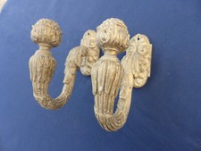 2 embrasses rideaux massives anciennes décoration glands laiton Prof. 11,5 cm