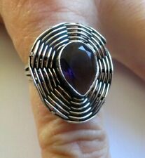 Bague originale plaqué argent gemme améthyste bijou style vintage taille 60