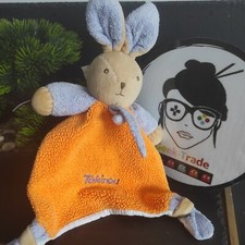 Doudou plat lapin orange mauve