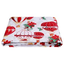 Tissu En Coton À Motif De Noël Couper 280X280 CM Au Métre Rouge Montgolfière