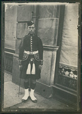 Écosse, Édimbourg, Militaire écossais en uniforme kilt, ca.1900, Vintage silver 