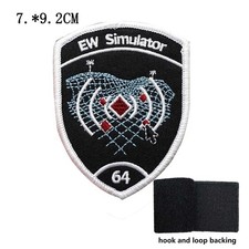 Patch Militaire EW Simulator 64 Brodé Noir Velcro© Armée Électronique USA