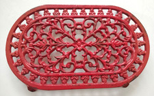 Dessous de Plat en Fonte rouge Style Rétro Motif ajouré Déco Table Cuisine