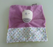*. DOUDOU PLAT BEBE 9  bébé 9 HIPPOPOTAME VACHE ROSE BLANC VERT MAUVE POIS TTBE