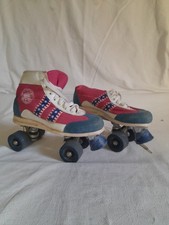 Ancienne Paire de Patins Rollers Vintage Rose Et Bleu Robscot Taille 10 / 40