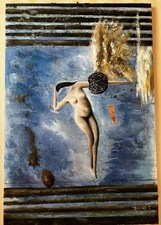 Tableau huile sur toile  copie de Max Ernst «La Puberté Proche » Femme Nue 95x62
