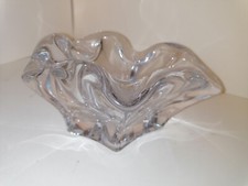 Vide-poche  , cendrier vintage en verre épais  inscription Cristallerie Lorraine