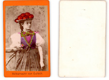 Costume folklorique aquarellé, Gutach, Allemagne   Tirage albuminé  7x9,5 