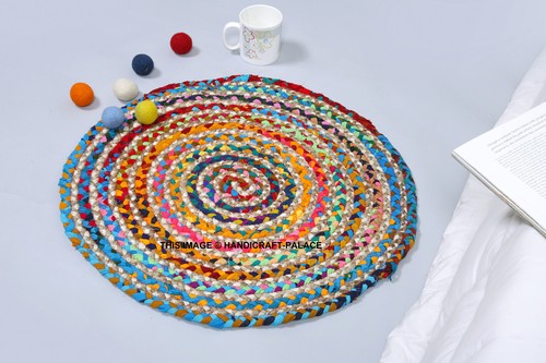 Tapis rond coloré jute - coloré, en