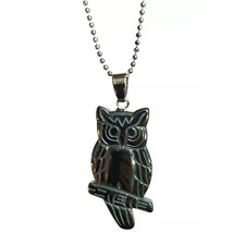 Collier pendentif hibou protection pierres précieuses hématite chercheur de...