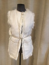 Superbe Et Authentique Manteau Veste Daim Fourrure Blanc Écru Hermès 34/36 Tbe