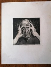 Christian d'Espic portrait de Jacques Villon aquatinte et pointe sèche