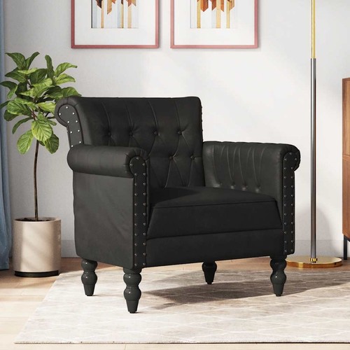 Fauteuil noir cuir chèvre - noir,