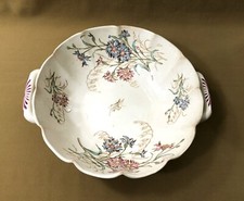 ancienne coupe à fruit / melonnière en faïence signé LUNEVILLE modèle BLEUET