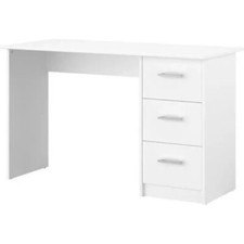 Bureau droit 3 tiroirs - Panneaux de particules - Décor Blanc - Scandinave