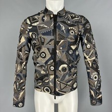 FENDI Ss 2016 Taille 34 Gris Agneau Cerf Cuir Serpent Clouté Monster Veste