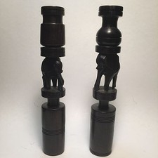 11" PAIR OF CARVED WOOD