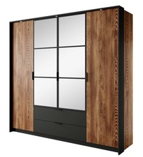 Armoire À Portes Battantes Milton 223x59x210cm Châtaignier Anthracite
