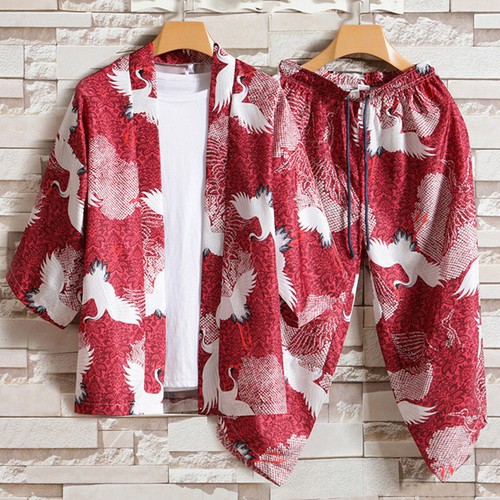 Mens loose kimono coat pants - mens,