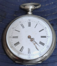 Montre gousset 10 rubis cylindre Argent fonctionne parfait diamètre = 48 mm Cd3