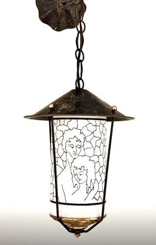 Lustre plafonnier 1950 opaline - plafonnier,